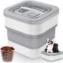 Collapsible Dog Food Storage Container, 10-14 Lbs Capacity Cat Pet Food Container with Magnetic Lid & Measuring Cup, Multi Purpose Storage Container For Dry Food, Cereal
