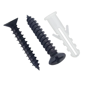Black Wood Screws Kit  Phillips Flat Head Self-Tapping Drywall Screws Assortment with Screw Anchors Set for DIY Projects and Electronic Accessories 2 inches