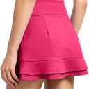Hvididan Girls Tennis Skirts A-line Skorts Golf Skirts Layered Ruffle Athletic Skirts with Pockets Rose Pink 13-14 Years