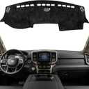 KEYOOG Dashboard Cover Dash Mat Fit for 2024-2019 Do-dge Ram 1500 2500 3500 (Without HUD Models),Car Dash Board Mat Anti-Glare Carpet,Non-Slip Pad Sunshield Protector (Flannel) (Black Embossed)