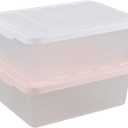 Yubine Plastic Bin with Lid, Latching Tote 