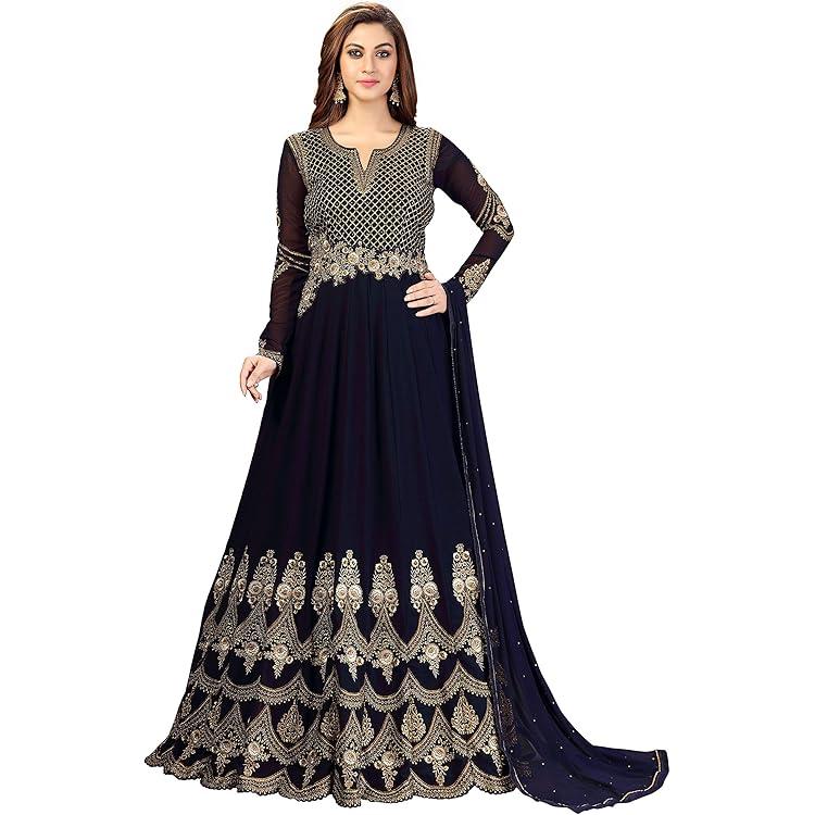 Nivah Fashion Collection Ready to Wear Indian Pakistani Wedding Wear Palazzo Style Salwar Suit for Women, M, Black/Navy Blue