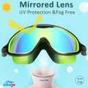 Seago Swim Goggles 2 Pack Anti-Fog Anti-UV Wide View Swimming Goggles for Kids 3-14 (Light Blue & Black/Green)