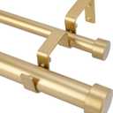 OLV Gold Double Curtain Rods for Windows 36 to 72 Inch(3 to 6 Feet),1 Inch Adjustable Dual Curtain Rod, Heavy Duty Double Drapery Pole with End Cap Design for Living Room, Bedroom, Farmhouse