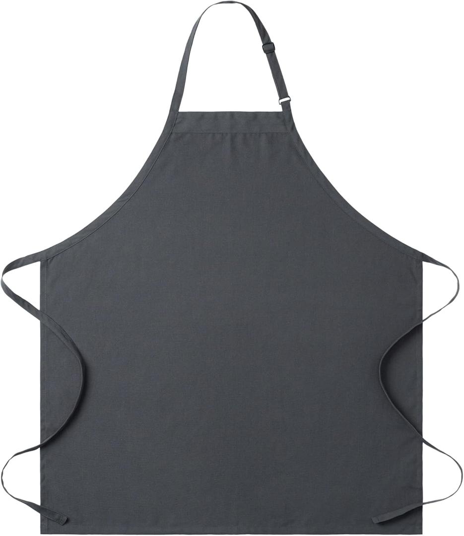 Full-Length Bib Apron with Adjustable Neck Strap  Durable & Easy-Care Chef Apron for Kitchen, Restaurant & Caf (Charcoal Gray)
