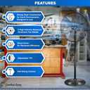 Comfort Zone Industrial Pedestal Fan, 30 inch, 3 Speed, High Velocity, Adjustable Height 56 to 76, Metal, Meets OSHA Standards, Airflow 36 ft/sec, Ideal for Garage, Workshop or Warehouse, CZHVP30