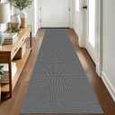 EARTHALL Woven Runner Rug 2x8 Ft Washable Runners for Hallways Cotton Non Slip Rubber Backed Kitchen Runner Braided Indoor Floor Carpet for Entryway, Hallway, Kitchen, Bedroom, Dark Gray