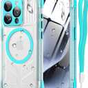 for iPhone 15 Pro Max Waterproof Case with Magsafe, Screen Protector, Lanyard, IP68 Military Full Body Shockproof, for Water Sports Outdoor Work, Funda para 15 Pro Max Impermeable, 6.7" Teal