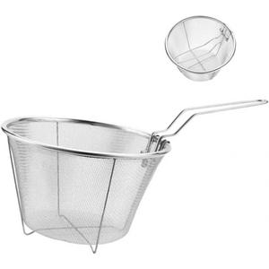 7-Inch Round Stainless Steel Deep Fryer BasketFeatures a Foldable Handle for Easy Storage. Ideal for Frying Chips, Chicken & More in Your Home Kitchen.