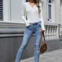 Moreone Womens Long Sleeve Henley Shirts for Women Button Ribbed Knit Shirt V Neck Tops Fit Slim Casual Basic Blouses (Black, M)