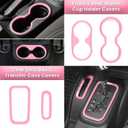 E-cowlboy 18 PCS Full Set Interior Decoration Trim Kit Steering Wheel Center Console Door Handle Air Conditioning Vent Cup Holder Gear Cover Trim for Jeep Wrangler JK JKU 2011-2018 4-Door (Pink)