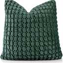 1 Piece Euro Sham Forest Green 24x24 Pillow Covers Green Farmhouse Pillow Covers Velvet Square Cushion Covers Soft Bubble Texture Euro Shams for Couch Sofa Bed Bedroom Car Living Room