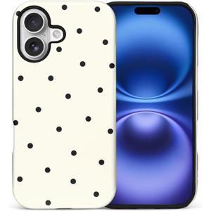 for iPhone 17 Case,Hybrid 2-Layer Hard Shell + Silicone Protective Case -Resistant Shockproof- Black and White Dots