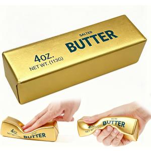 Butter Squishy, Soft Slow Rising Squeeze Toys, Butter Stick Squishy Fidget Toys and Stress Balls Squishies for Office Desk Toys, Party Favors & Birthday Gifts(Golden)