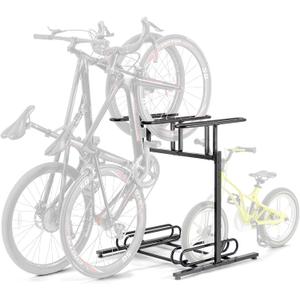 CXWXC 3/5 Bikes Stand Rack - Bike Storage Parking Racks Indoor/Outdoor - Bicycle Stand Garage for Parking Mountain Road Hybrid Bike, Fits Wheels up to 2.4" (3 Adult + 2 Kids Bikes)
