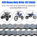 YOXUFA 420 Motorcycle Chain 132 Links for Pit Dirt Bike 50cc 70 90 110 125cc SSR TaoTao Coolster Apollo Baja Kazuma ATV 212cc Mini Bike Go Kart 4 Wheeler Quad Powersports Parts W/Chain Breaker