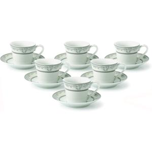 Lorren Home Trends Juliette-6 Espresso or Demitasse Cups, Silver., Holds 2 Ounces (One Size)