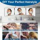 LMZNXCZ 3 Way Mirror for Self Hair Cutting,360 Haircuts Men for Barber Use Tools,to See Back of Head,Tri Fold Mirror with Portable Height Adjustable Telescoping Hooks (6.7" x 10.8")