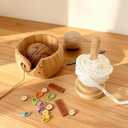 Large Wooden Yarn Bowl with Removable Holder & Lid | 2-in-1 Handmade Crochet and Knitting Yarn Organizer for Tangle-Free Crafting | Yarn Storage Box with Smooth Feed Holes