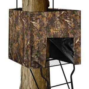 Big Game Tree stand Camo Blind Cover, 142"x35.5" Large Size Universal Tree Stand Accessories for Deer and Turkey Hunting with Silent Zips and 2 Pocket