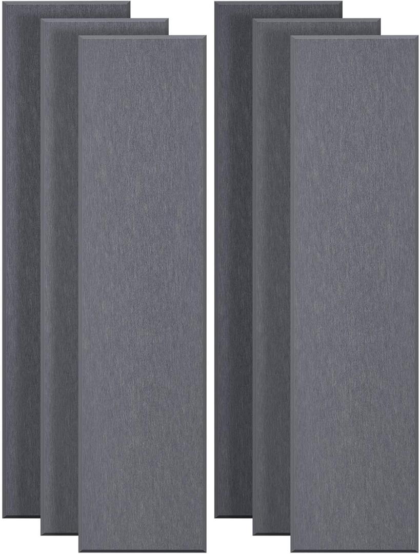 6 PCS Self-Adhesive Acoustic Panels, 47.2" x 11.8" x 0.4" Sound Acoustic Treatment Panels, High Density Sound Proof Panels for Home Theater and Office - African Grey