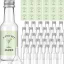 30 Pack 1.7oz a Tini Bit Older Mini Liquor Plastic Alcohol Bottles with Caps and Labels Birthday Party Decoration Small Plastic Bottle with 5 Funnels for Birthday Celebration Party Favor