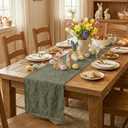 3 x Artoid Mode Olive Green Soft 3D Jacquard Bunny 100%Cotton Easter Table Runner, Holiday Kitchen Dining Table Decoration for Home Party Decor 13x72 Inch