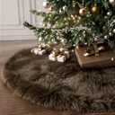 iMucci 30inch Christmas Tree Skirt Wool Fur Brown Tree Skirt Small Tree Skirts Brown Trees Skirt Holiday Party Decoration