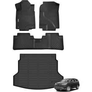 Car Floor Mats & Cargo Trunk Liners Custom Fit 2012-2016 Honda CRV (Not fit EX-L & CRV Touring & with Subwoofer) All Weather Liners for Honda CRV 2016-2012 Car Mats Accessories for C-RV 12-16