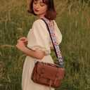 3 x Purse Strap, Jacquard Embroidered 2" Wide Soft Cotton & Leather Ends Purse Straps Replacement Crossbody Bag Straps (Jacquard Orange White)