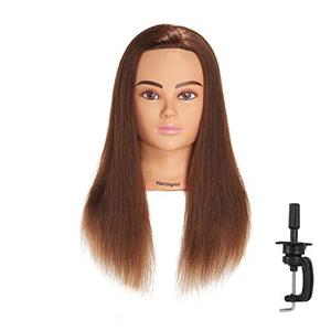 Hairingrid Mannequin Head 20"-22" 100% Human Hair Hairdresser Cosmetology Mannequin Manikin Training Head Hair and Free Clamp Holder (1906LB0414)