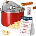 Original Whirley Pop Popcorn Maker - 6 Quart Popcorn Popper, Aluminum Popcorn Maker With Metal Gears, Wabash Valley Farms Stove Top Popc Maker, Gourmet Popcorn Pot, Culinary Popcorn Popper (Red)
