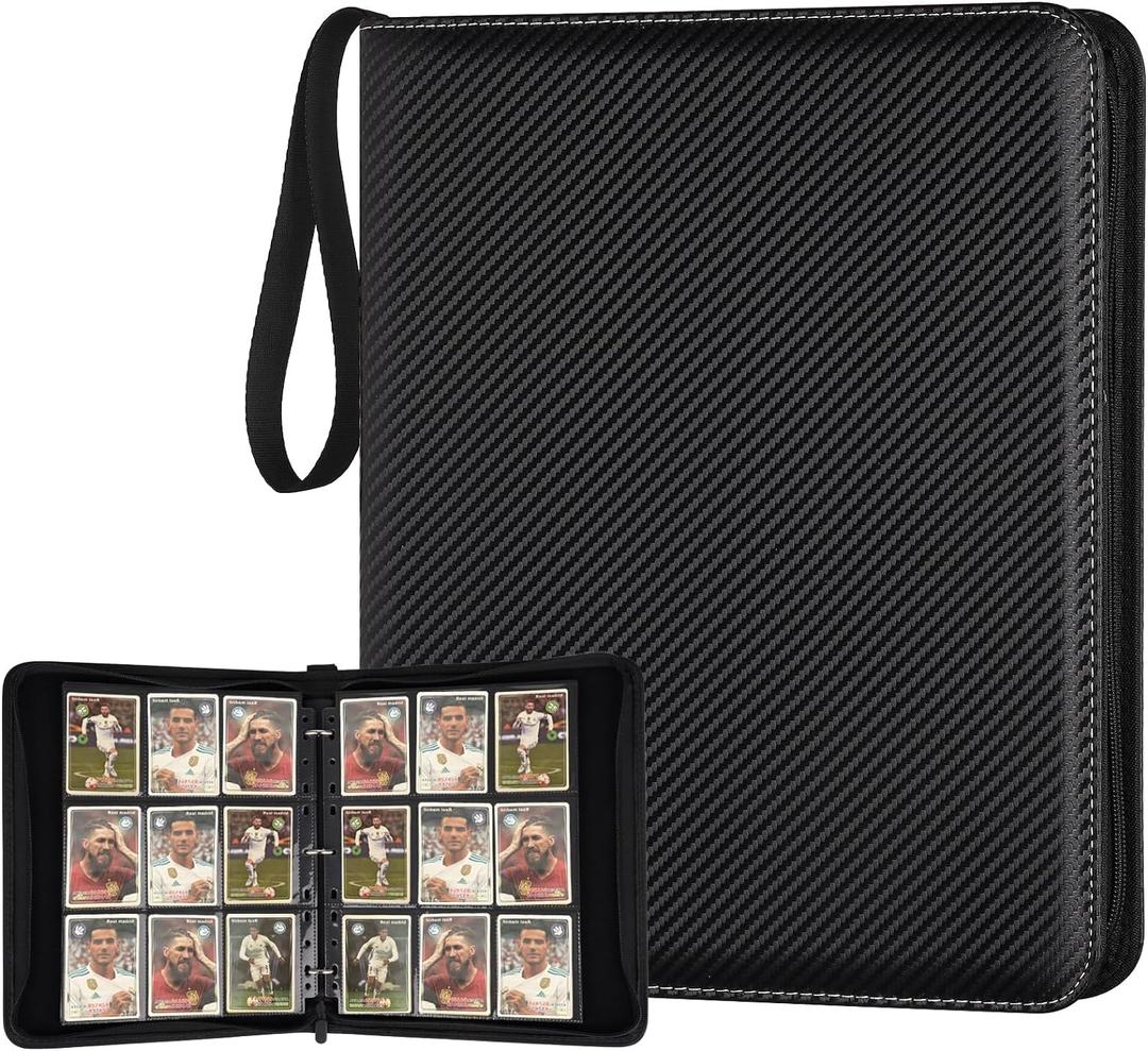 9 Pocket Card Binder, Premium Zip Trading Card Binder, 720 Double Sided Pocket PU Collection Binder, Collector Album, Card Folder for MTG, TCG, Sports Cards, (Black)
