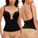 Backless Plunge Push Up Bra: Low Back Bras for Deep V Neck - Women Low Cut Shapewear Tops for Women M