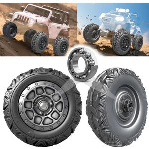 2Pack 37CM/14.5'' EVA Rubber Alligator Tire for Power Wheels Tires Upgrade,14.5in Wheels 1.6CM/0.63in Aperture Front/Rear Gator Wheel for Kids Ride on Car/SUV/UTV/ATV JEEP Replacement Parts,Black