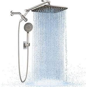 Veken 11.8" Rain Shower Head with Handheld, High Pressure Handheld Shower with Multi Spray Modes, Rainfall Combo with Metal Extension Arm, Detachable Dual Showerhead, Bathroom Decor, Starlight