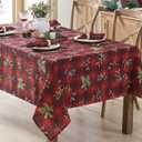 Newbridge Christmas Red Spruce Plaid 60 x 120 Inch Rectangle Fabric Tablecloth  Holly, Pinecones & Evergreen Winter Print, Soil Resistant No-Iron Holiday Dining Table Cover