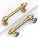 10 Pack 3.75"(96mm) Champagne Gold Cabinet Pulls Kitchen Cabinet Handles Brushed Bronze Cabinet Hardware Drawer Pulls for Cupboard