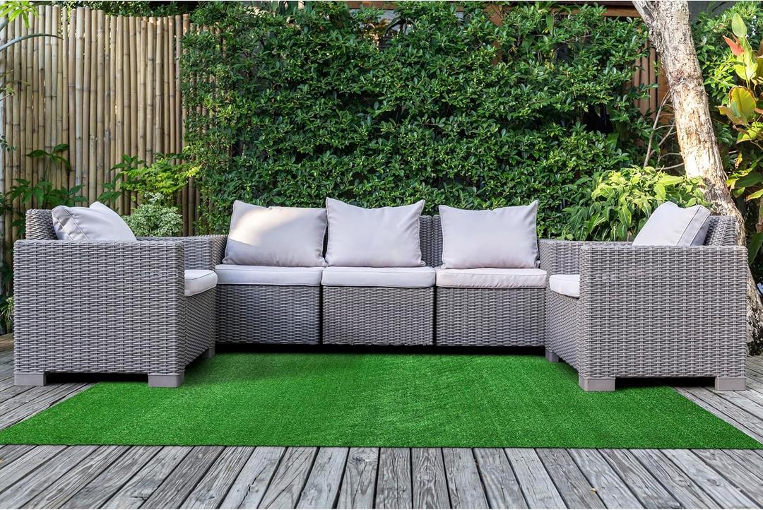 Garland Rug Artificial Grass 5 Ft. X 7 Ft. Large Indoor/Outdoor Area Rug Green -Lush Green, Durable, and Low-Maintenance for Patios, Lawns, and More