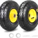 GICOOL 4.10/3.50-4 Rubber Tire and Wheel, with 2.25" Offset Hub, 5/8" Sealed Bearings, for Hand Truck Trolley Dolly Garden Wagon Wheel Replacement, 2 Pack (Explorer Series)