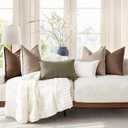 Foindtower Pack of 2 Decorative Cotton Linen Throw Pillow Covers Soft Modern Farmhouse Cushion Cover Cozy Vintage Accent Lumbar Pillowcase for Couch Sofa Bed Living Room Home Decor, 1220 Inch Brown