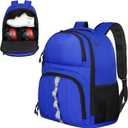 Goloni 2 Ball Bowling Backpack,Bowling Ball Bag with Shoe Compartment & Portective Foam Padded, Fits Shoes Up to US Size 16 (Blue)