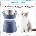 Lallisa 2 Pcs Elevated Cat Bowls Adjustable Raised Cat Feeder Non Slip Food Water with Stand Safe Stainless Steel Bowls with Pet Food Stand for Pets Feeding Eating(Blue)