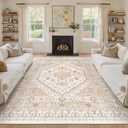 zesthome 9x12 Area Rugs for Living Room,Non-Slip Backing Washable Rugs,Vintage Large Area Rug，Stain Resistant Home Decor Rug