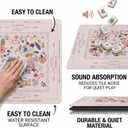 Pink Floral Mahjong Mat with Rules Printed(32.6"x32.6"), Non-Slip Waterproof Mahjong Mat for Table, Ideal for American Mahjong Players, Beginners & Family Fun