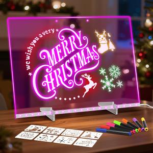 LumiBoard LED Drawing Board for Kids, 13.7"x10" Light Up Acrylic Dry Erase Led Note Board with Colors, Doodle Glow Board with Stand, Magic Drawing Tablet as Christmas & Birthday Gifts for Girls Boys