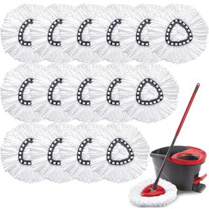 Mop Replacement Heads for O Cedar: Mop Replace Head Easy Wring Spin - Mop Heads Replacements Easy to Clean Install and Replaceable Mop Head Machine Washable (15 Pack) (15pack)