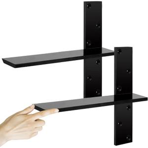 3/8" Thick Heavy-Duty Floating Shower Bench Brackets - 14" L x 2.5" W Wall Mount Bracket, Free Hanging T Shelf Support Brackets for Vanity, Granite Countertops, Dishwashers,Bench Seats (2-Pack)