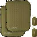 ATEPA Inflatable Stadium Seat Cushion, Self-Inflating Memory Foam Stadium Seats Camping Accessories Chair Pad for Outdoor Airplane Travel Bleacher Patio Backpacking (Xl 2 Pack Olive)