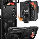 FNTCASE for Samsung Galaxy Z-Flip4 Case: Military Grade Protection Shockproof Cell Phone Case with Kickstand & Holster | Protective Drop Proof Rugged Cover for Galaxy Z Flip 4 5G Black